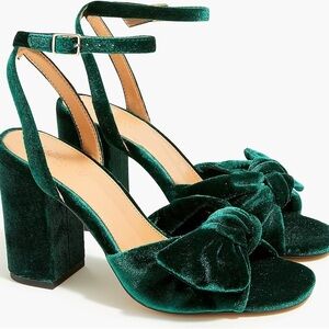 J.Crew Velvet Knotted Peep-Toe Heels